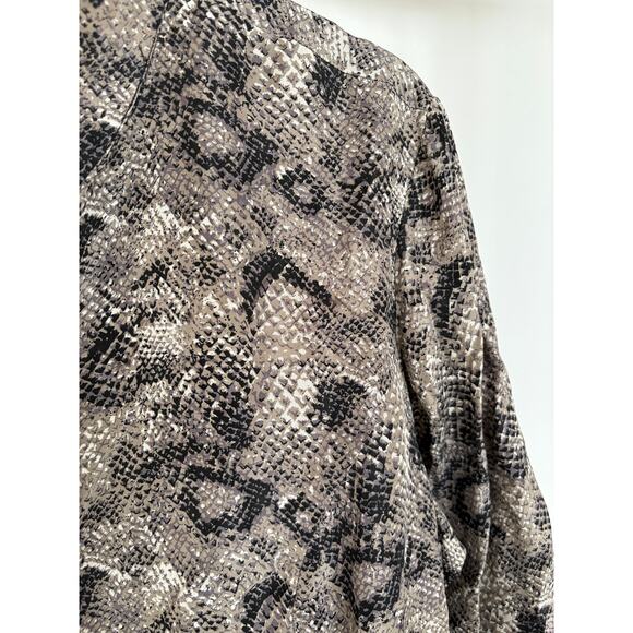 Melrose Silk Career Snakeskin Animal Print Office Siren Neutral Blouse Large - Picture 3 of 7